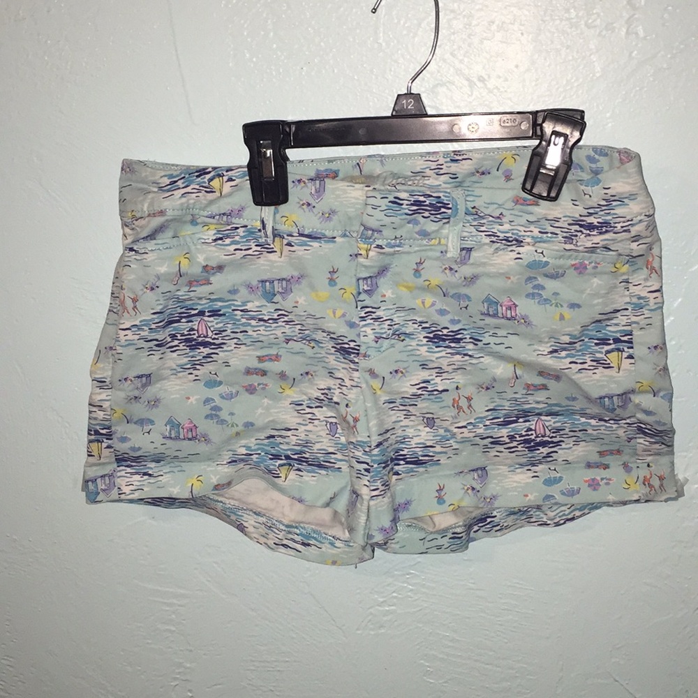 Blue Printed Jean Shorts